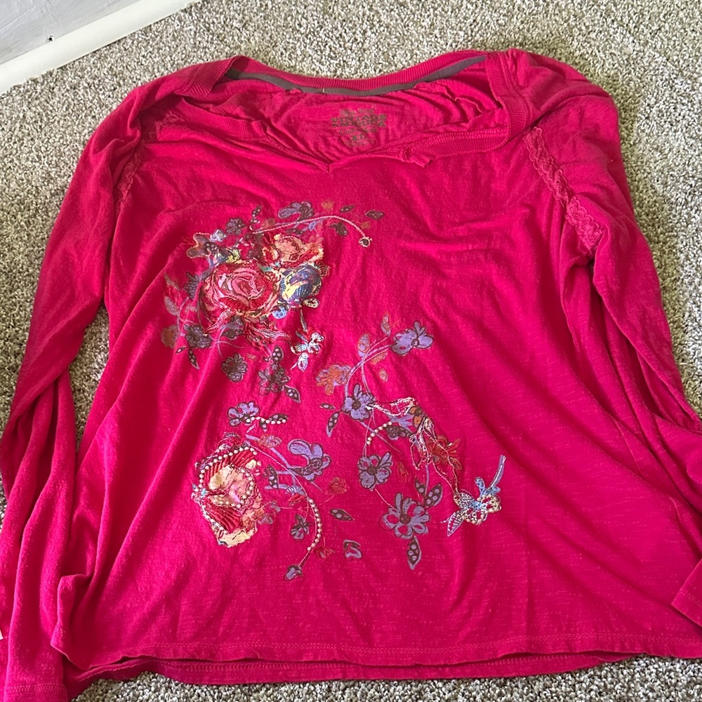 Floral Embellished vintage America Nine West  Pink Top